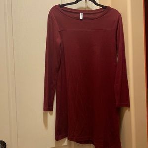 Burgundy dress with buttons on the side